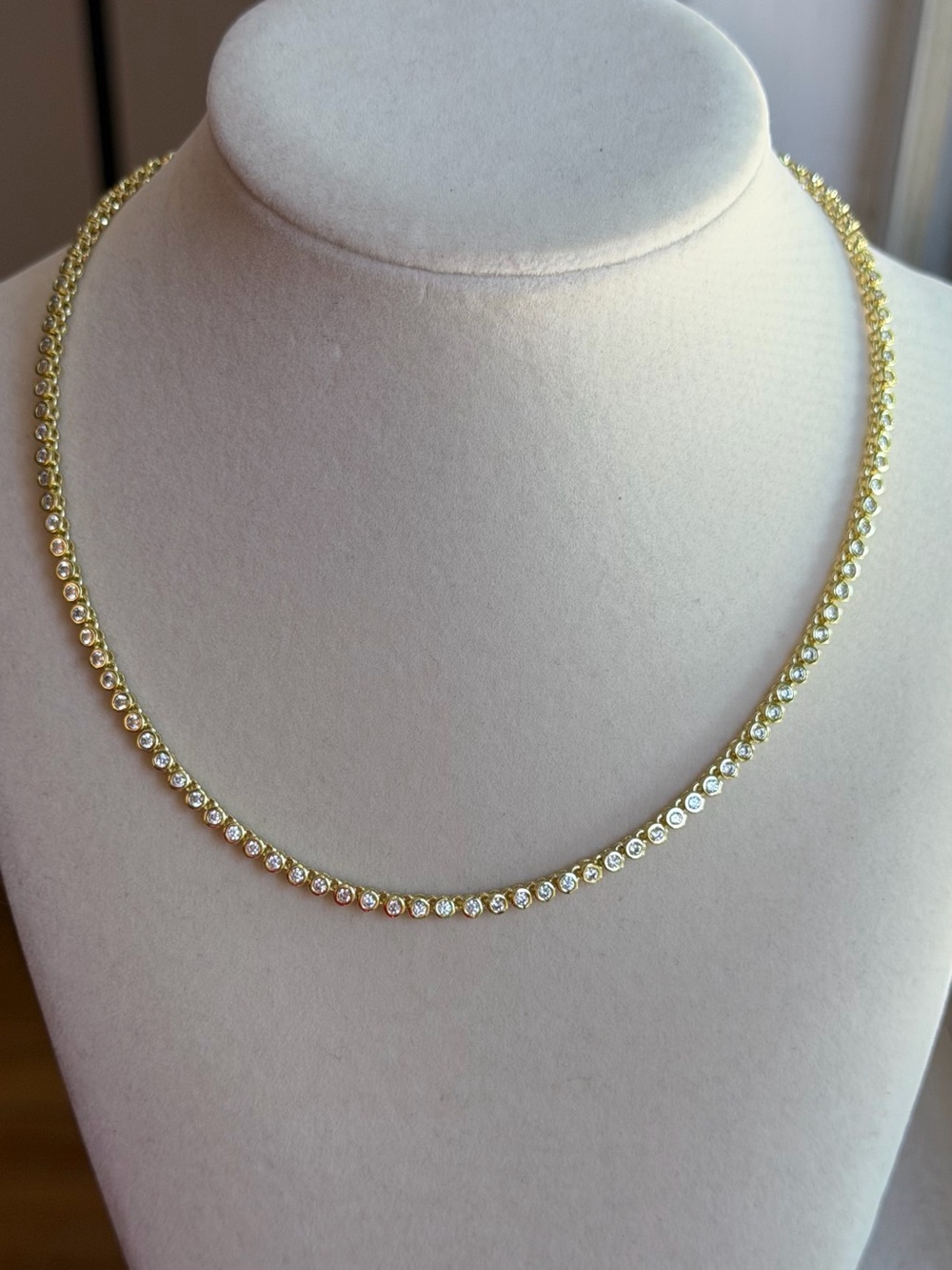 Adina Eden Gold Crystal Tennis Necklace